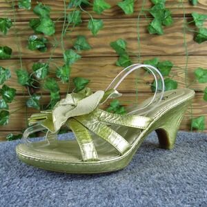 Born Women Floral‎ Slide Gold Leather Sz 10 Medium Gently Used 2025